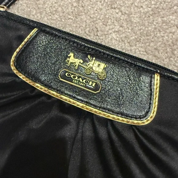 Coach Amanda Satin Black Wristlet Clutch - Picture 2 of 7